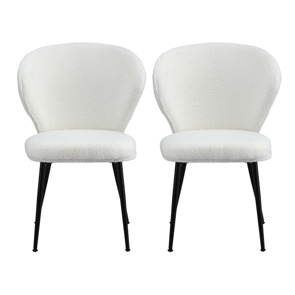 Artiss 2x Dining Chairs Sherpa Boucle Wing Back White Awezingly