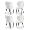 Artiss 4x Dining Chairs Sherpa Boucle Wing Back White