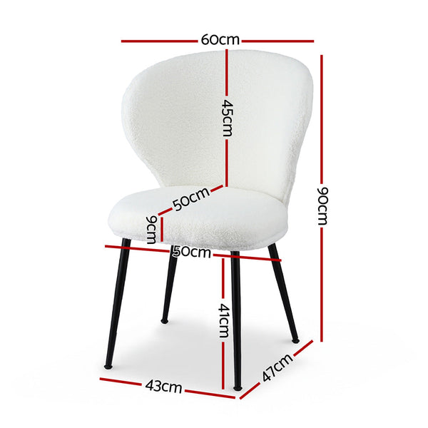 Artiss 4x Dining Chairs Sherpa Boucle Wing Back White Awezingly