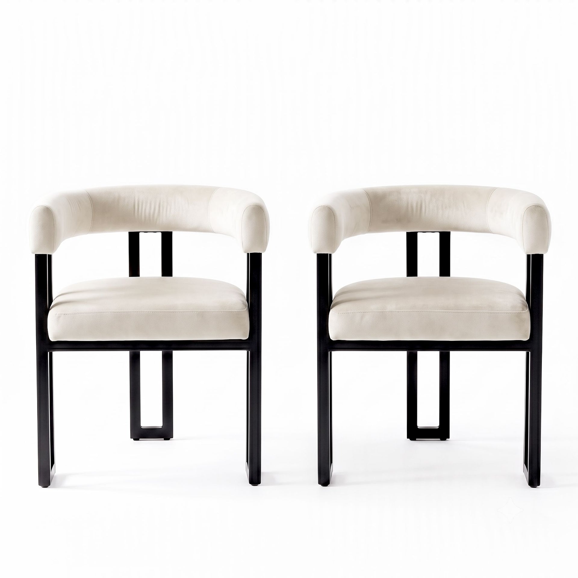 Artiss Dining Chairs Set of 2 Velvet Upholstered Barrel Chairs with Curved Armrests & Back Beige Awezingly