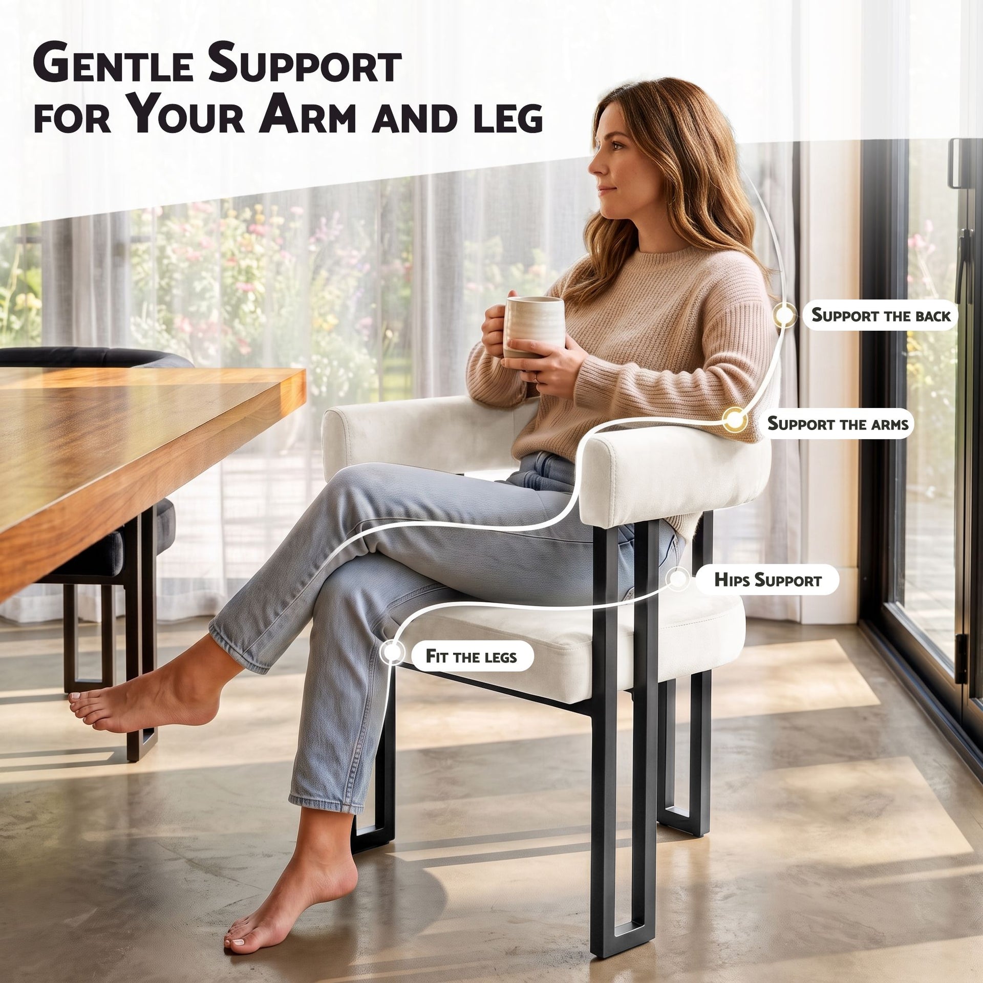Artiss Dining Chairs Set of 2 Velvet Upholstered Barrel Chairs with Curved Armrests & Back Beige Awezingly
