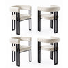 Artiss Dining Chairs Set of 4 Velvet Upholstered Barrel Chairs with Curved Armrests & Back Beige