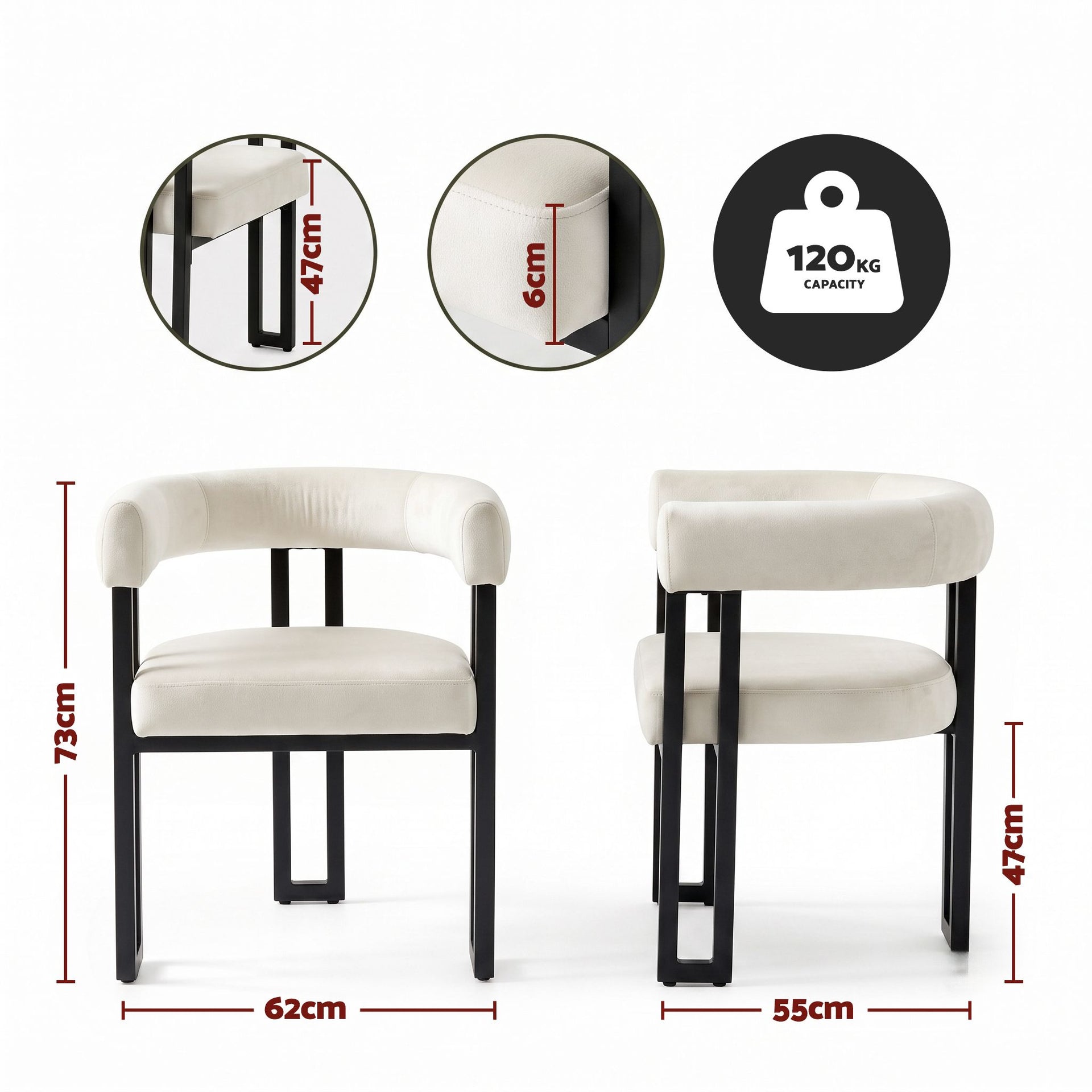 Artiss Dining Chairs Set of 4 Velvet Upholstered Barrel Chairs with Curved Armrests & Back Beige Awezingly