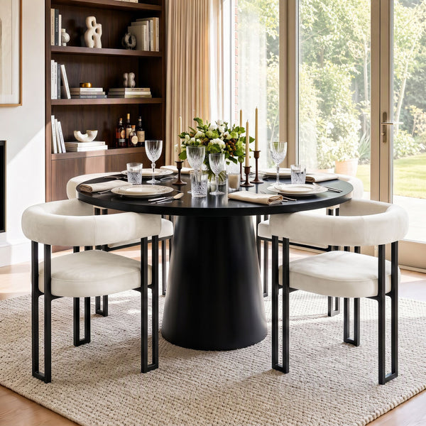 Artiss Dining Chairs Set of 4 Velvet Upholstered Barrel Chairs with Curved Armrests & Back Beige Awezingly