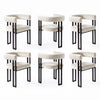 Artiss Dining Chairs Set of 6 Velvet Upholstered Barrel Chairs with Curved Armrests & Back Beige