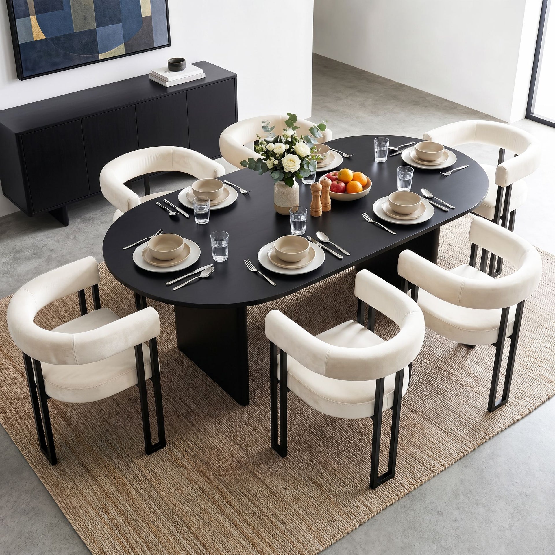 Artiss Dining Chairs Set of 6 Velvet Upholstered Barrel Chairs with Curved Armrests & Back Beige Awezingly