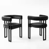 Artiss Dining Chairs Set of 2 Velvet Upholstered Barrel Chairs with Curved Armrests & Back Black