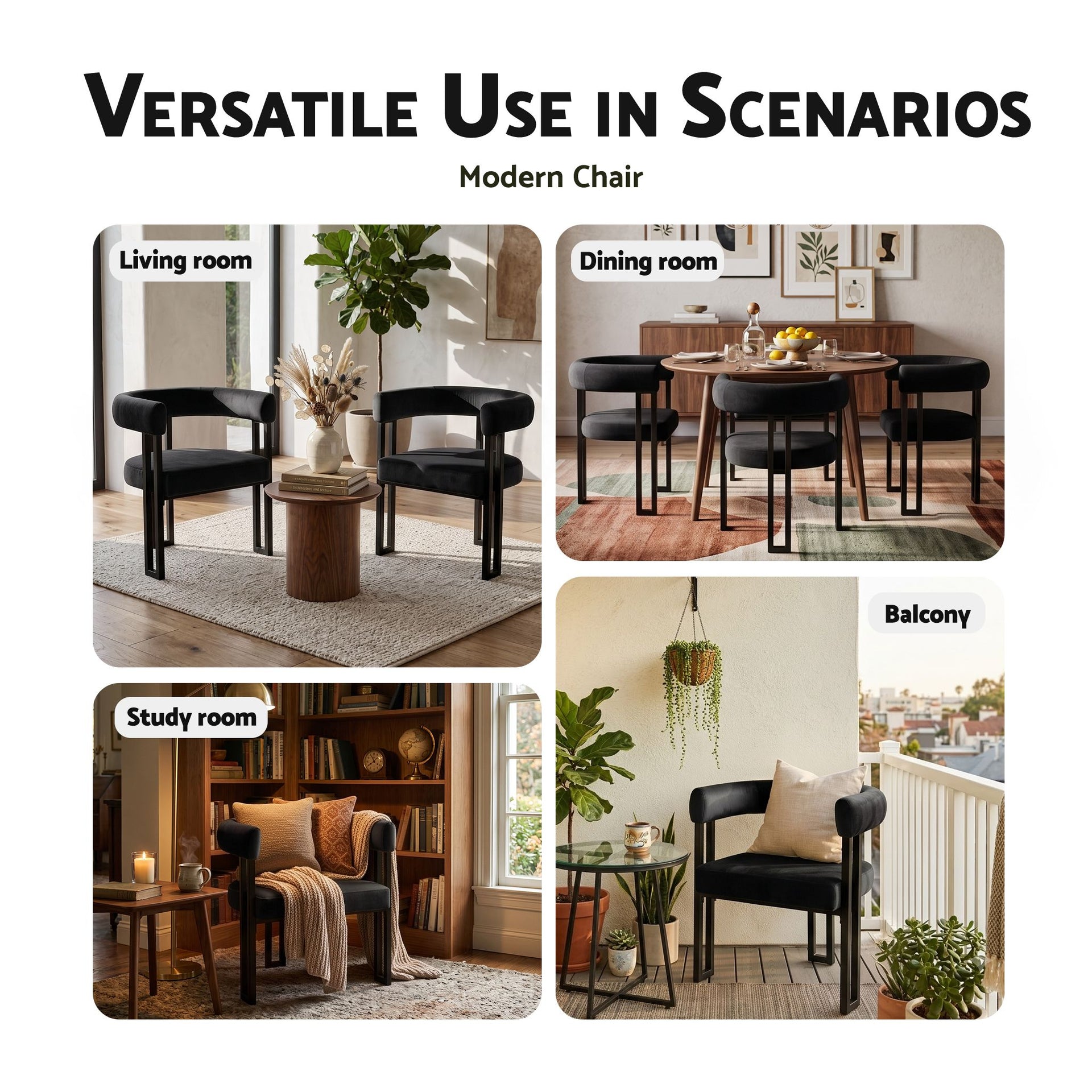 Artiss Dining Chairs Set of 2 Velvet Upholstered Barrel Chairs with Curved Armrests & Back Black Awezingly