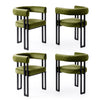 Artiss Dining Chairs Set of 4 Velvet Upholstered Barrel Chairs with Curved Armrests & Back Green