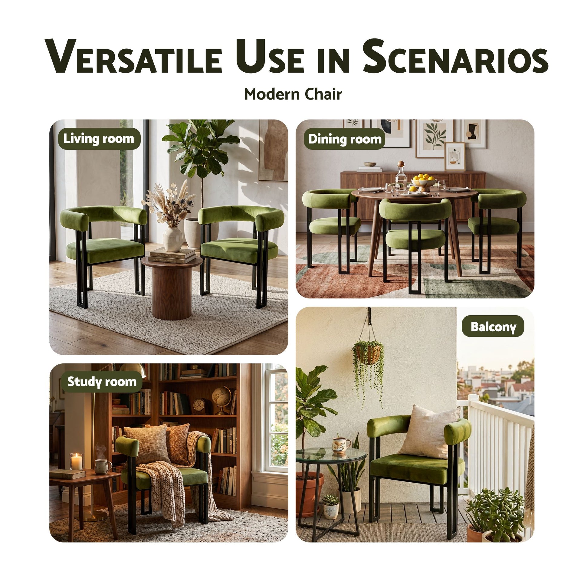 Artiss Dining Chairs Set of 4 Velvet Upholstered Barrel Chairs with Curved Armrests & Back Green Awezingly