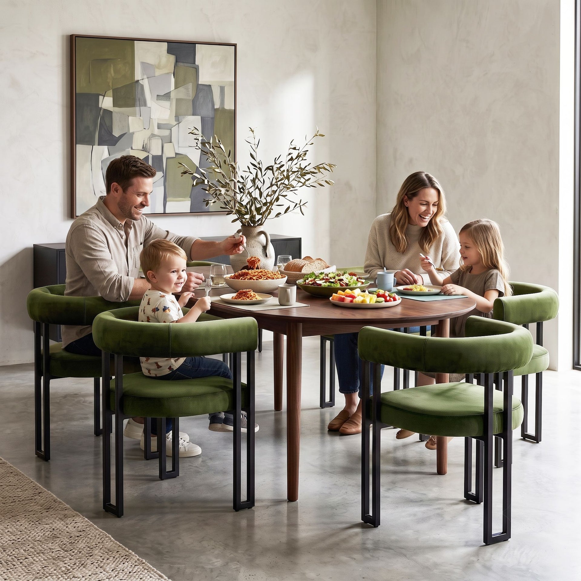Artiss Dining Chairs Set of 4 Velvet Upholstered Barrel Chairs with Curved Armrests & Back Green Awezingly