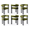 Artiss Dining Chairs Set of 6 Velvet Upholstered Barrel Chairs with Curved Armrests & Back Green
