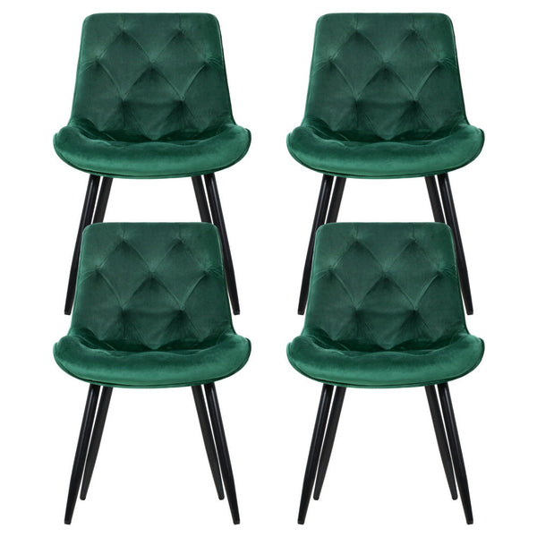 Artiss Dining Chairs Set of 4 Velvet Diamond Tufted Green Artiss
