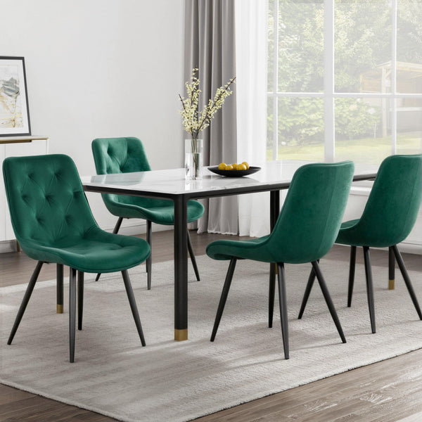 Artiss Dining Chairs Set of 4 Velvet Diamond Tufted Green Artiss