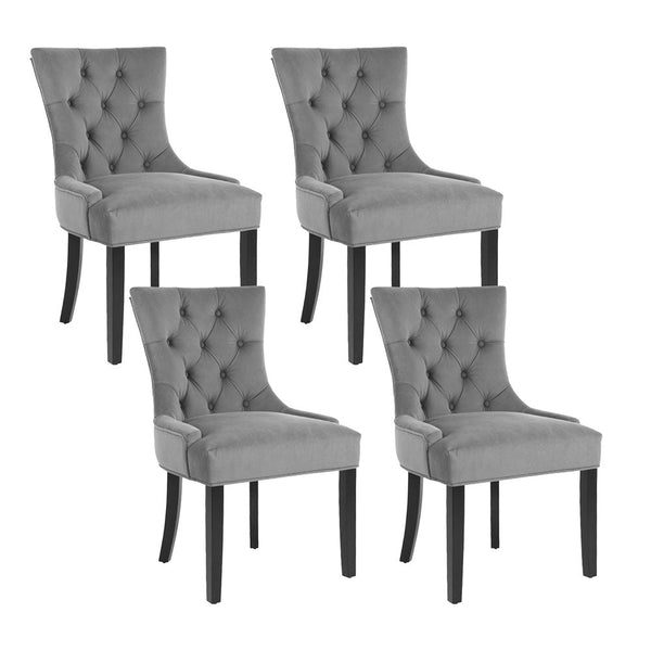 Artiss Dining Chairs Set of 4 Velvet French Provincial Grey Artiss