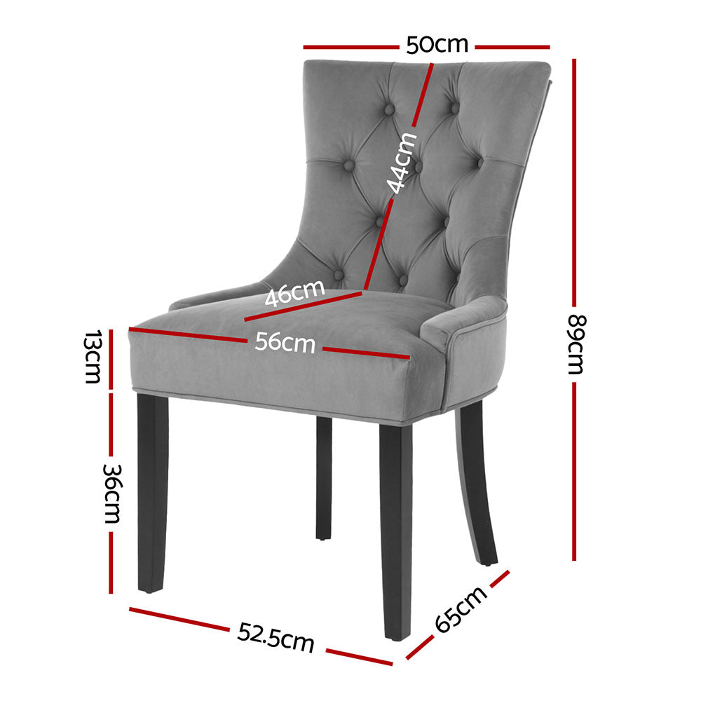 Artiss Dining Chairs Set of 4 Velvet French Provincial Grey Artiss