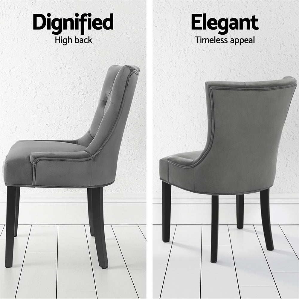 Artiss Dining Chairs Set of 4 Velvet French Provincial Grey Artiss