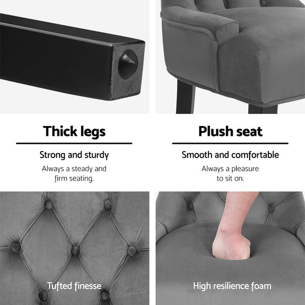 Artiss Dining Chairs Set of 4 Velvet French Provincial Grey Artiss