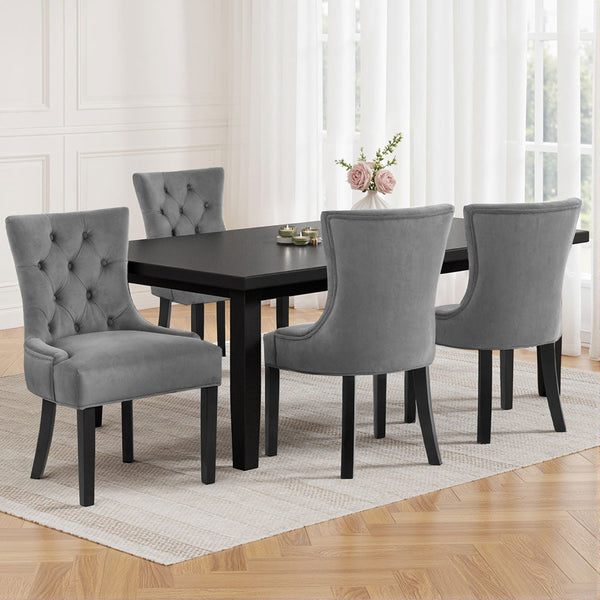 Artiss Dining Chairs Set of 4 Velvet French Provincial Grey Artiss
