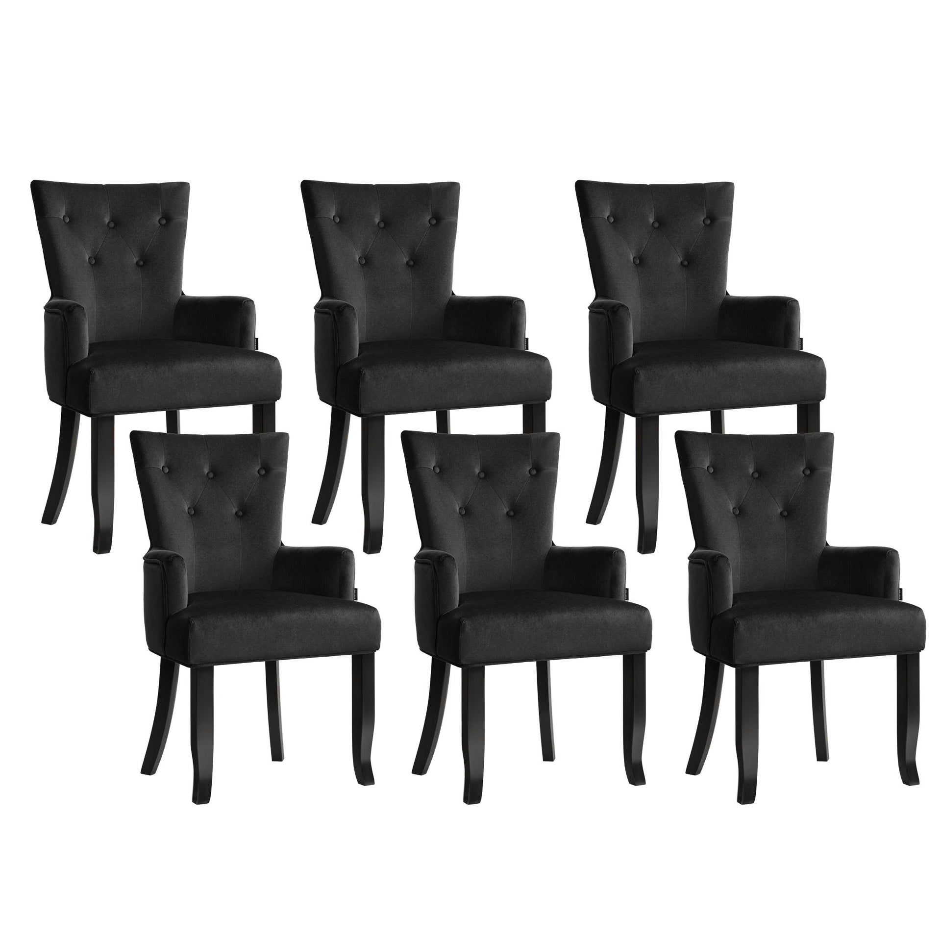 6x Artiss Dining Chairs Velvet French Provincial Armchair Black