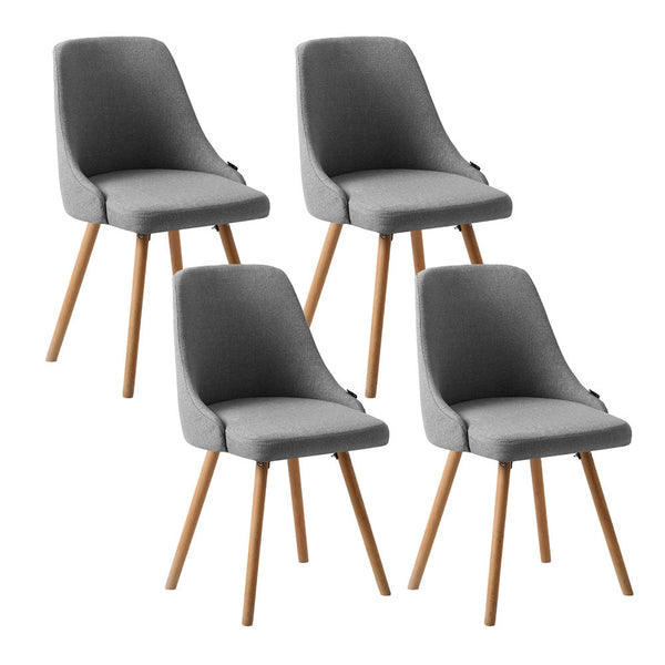 Artiss Dining Chairs Set of 4 Fabric Wooden Grey Artiss