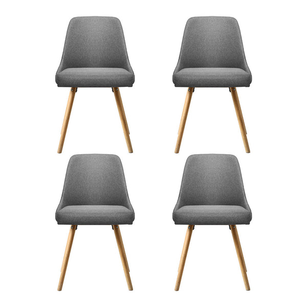 Artiss Dining Chairs Set of 4 Fabric Wooden Grey Artiss