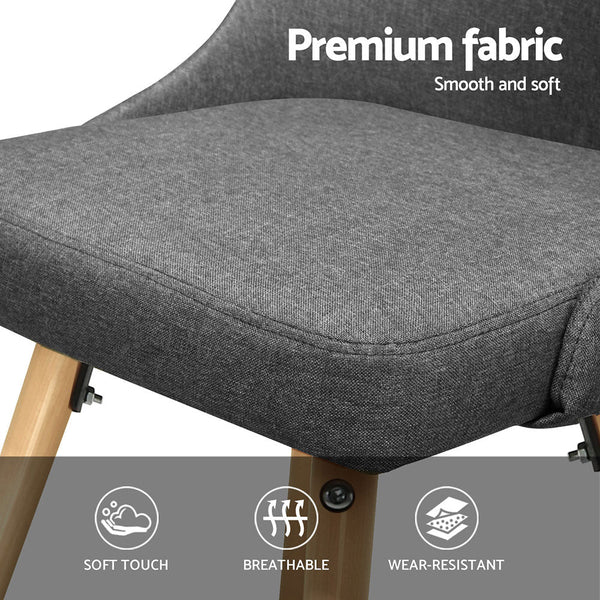 Artiss Dining Chairs Set of 4 Fabric Wooden Grey Artiss