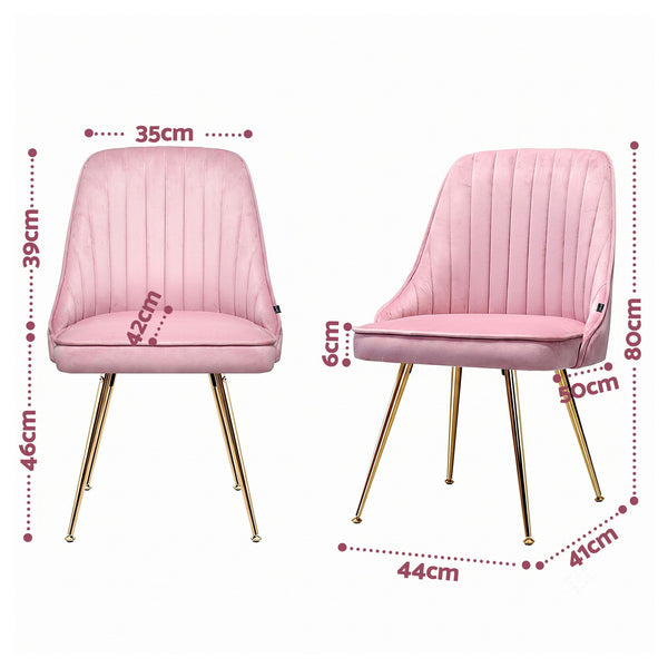 Artiss Dining Chairs Set of 6 Velvet Channel Tufted Pink Artiss