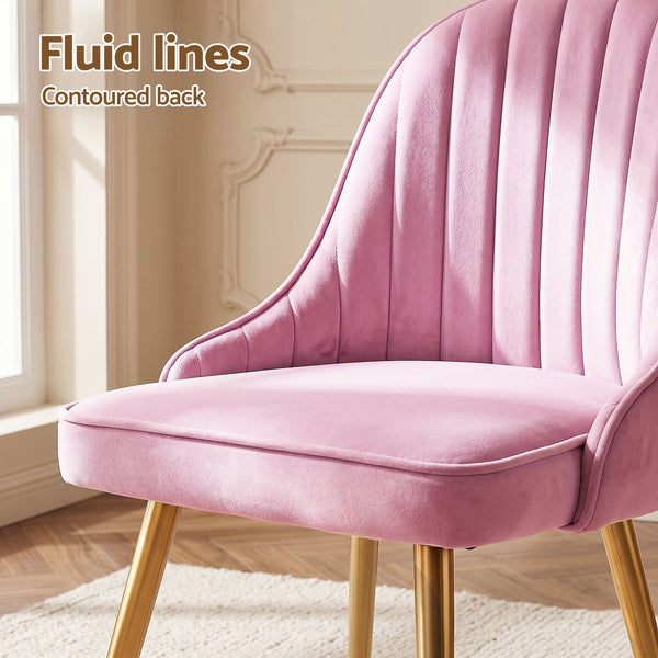 Artiss Dining Chairs Set of 6 Velvet Channel Tufted Pink Artiss