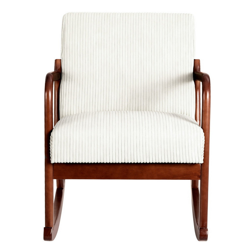 Artiss Rocking Armchair Nursing Chair Corduroy Beige Awezingly
