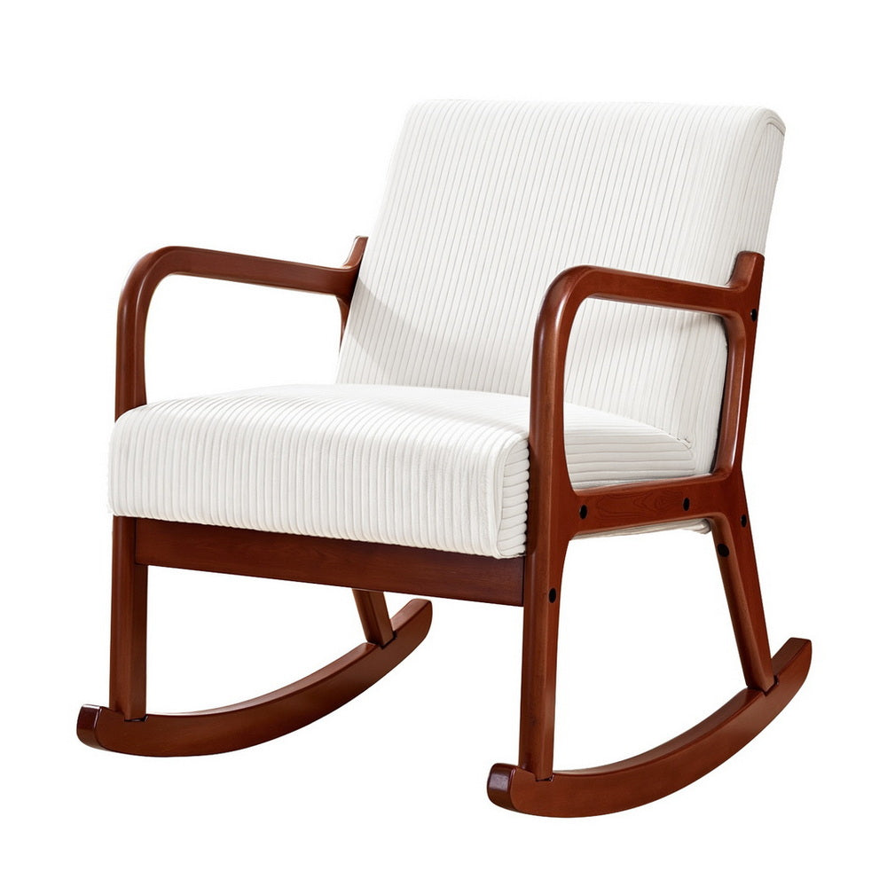 Artiss Rocking Armchair Nursing Chair Corduroy Beige Awezingly