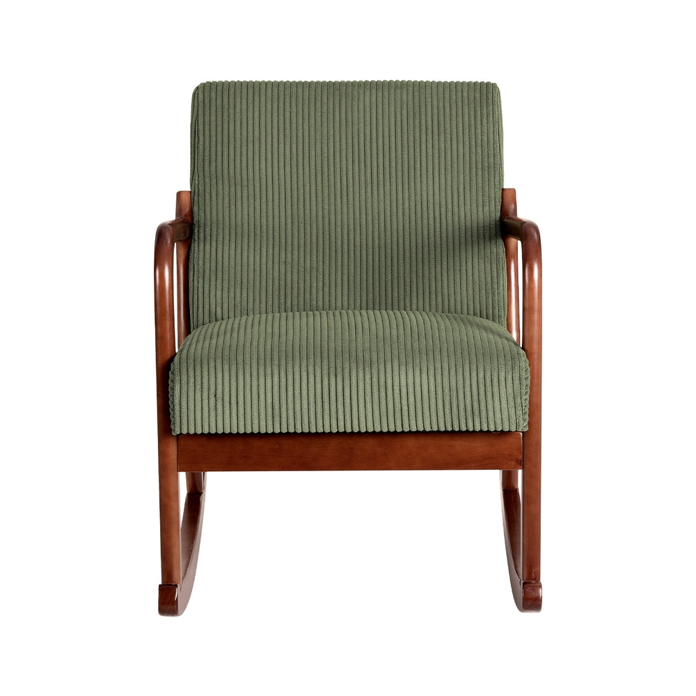 Artiss Rocking Armchair Nursery Chair Corduroy Green Artiss