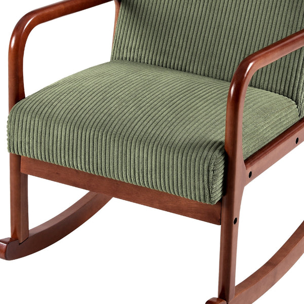 Artiss Rocking Armchair Nursery Chair Corduroy Green Artiss