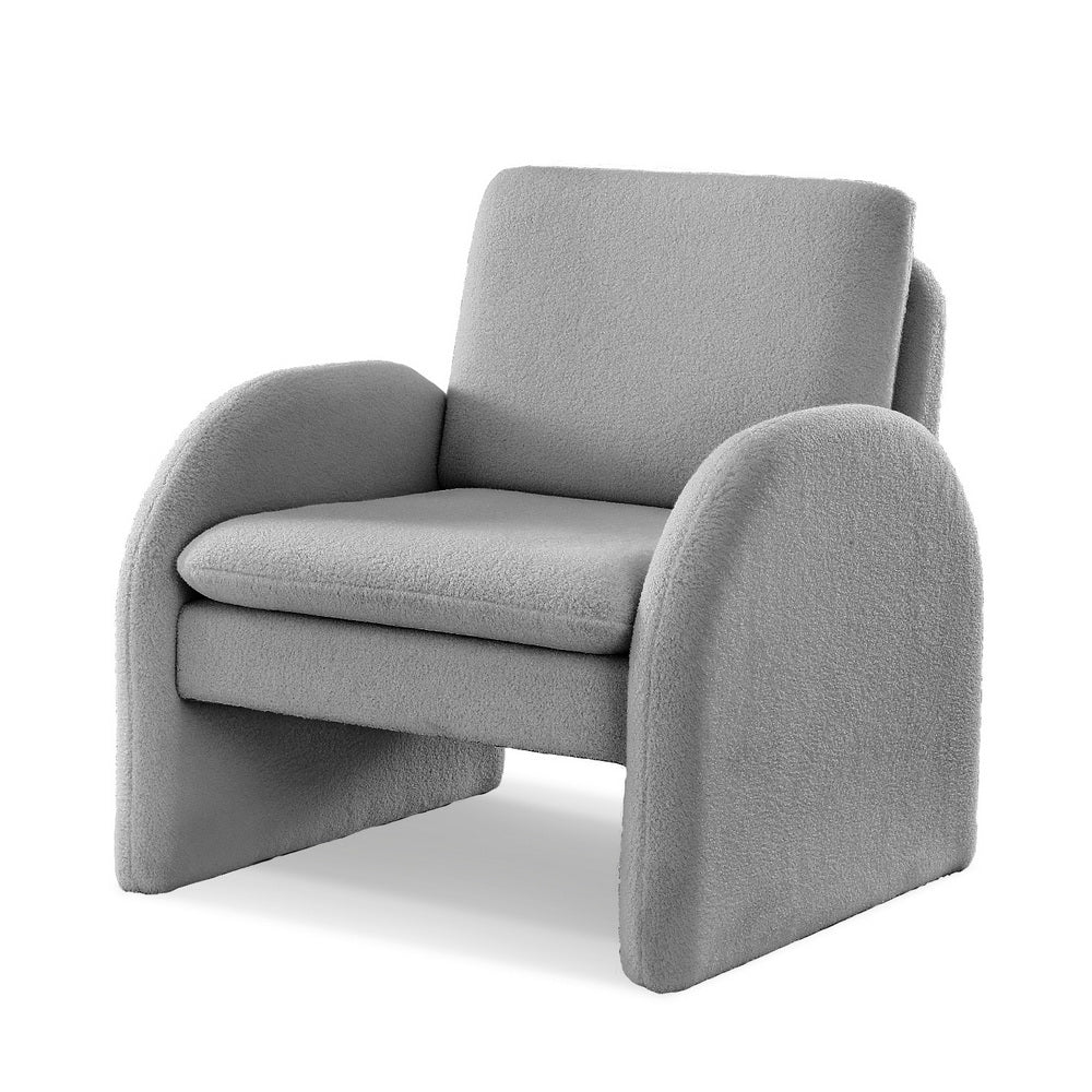 Artiss Armchair Accent Chair Lounge Tub Sofa Couch Curved Arm Seat Boucle Grey Awezingly