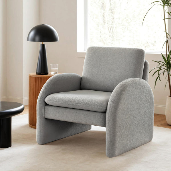 Artiss Armchair Accent Chair Lounge Tub Sofa Couch Curved Arm Seat Boucle Grey Awezingly