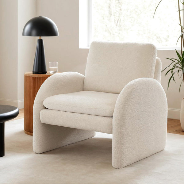 Artiss Armchair Accent Chair Lounge Tub Sofa Couch Curved Arm Seat Boucle White Artiss