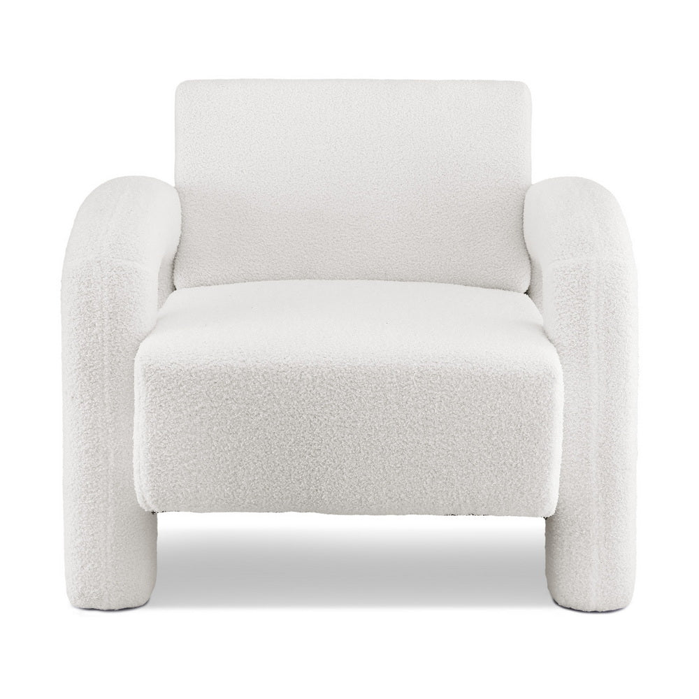 Artiss Armchair Accent Chair Lounge Sofa Couch Curved Seat Boucle White Awezingly