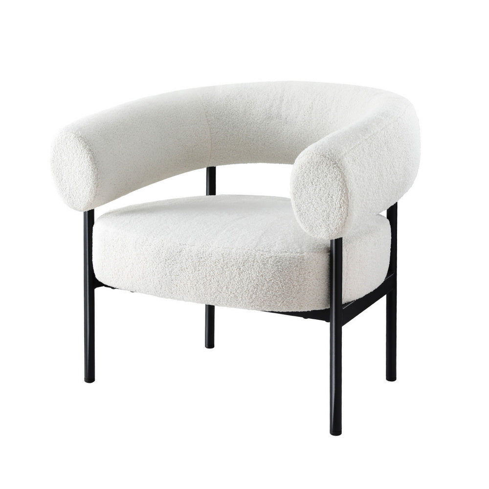 Artiss Armchair Accent Chair Curved Boucle White Artiss