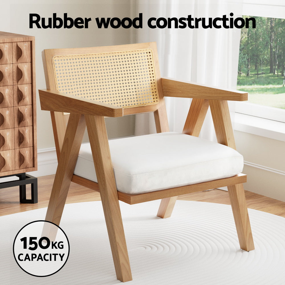 Artiss Armchair Accent Chair Lounge Rattan Velvet Pine Artiss