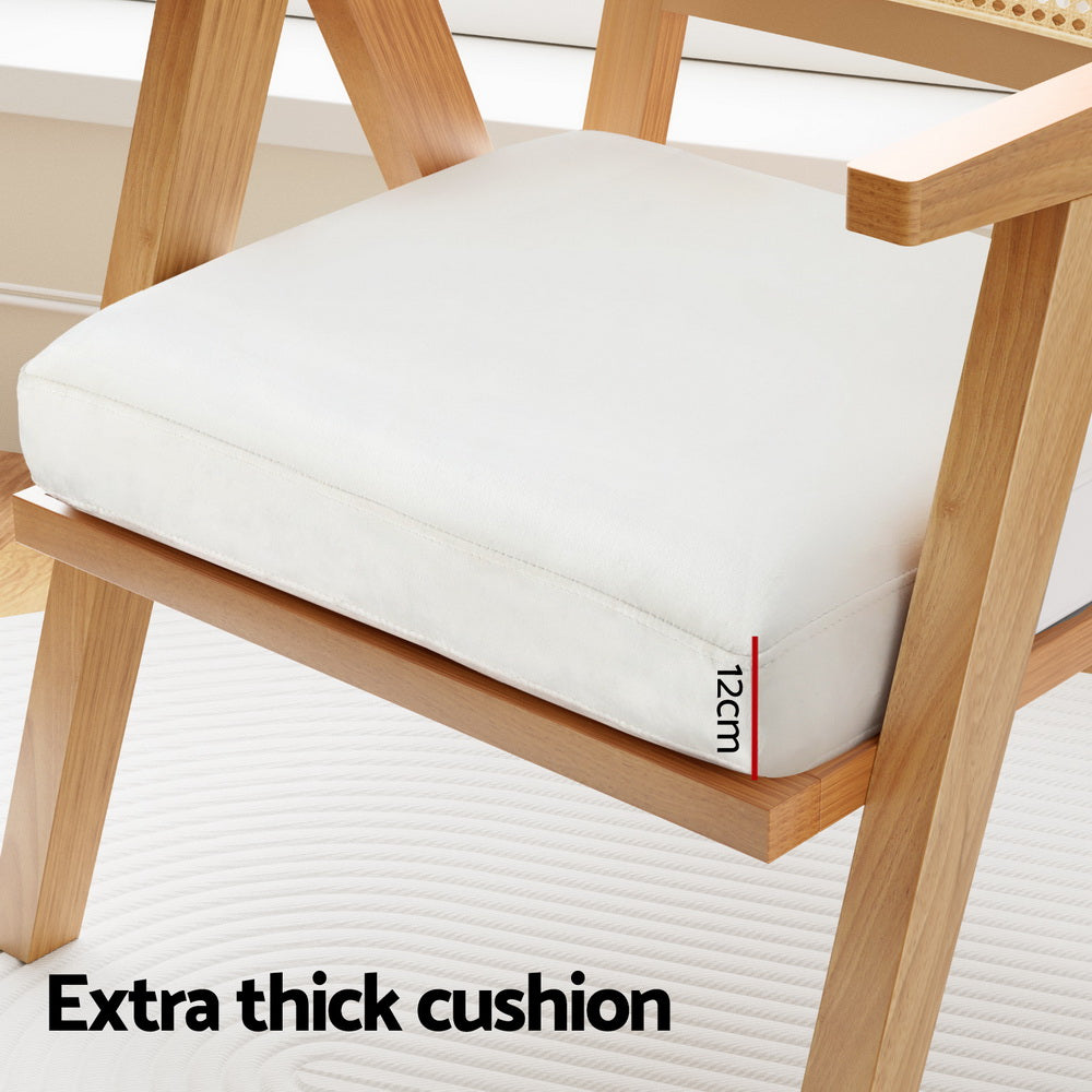 Artiss Armchair Accent Chair Lounge Rattan Velvet Pine Artiss