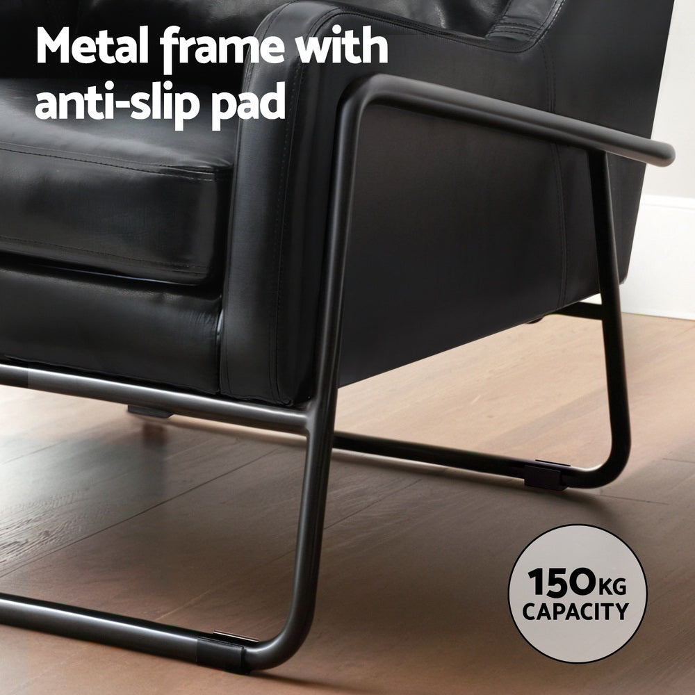 Artiss Armchair Accent Chair PU Leather Wingback Black Artiss