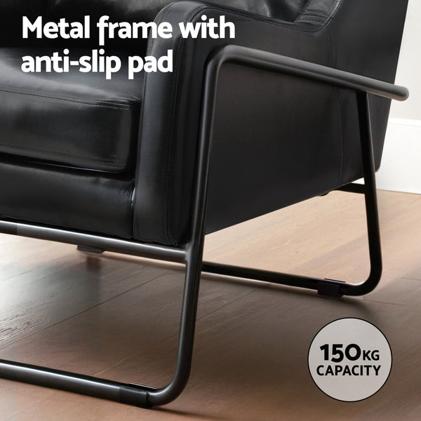 Artiss Armchair Accent Chair PU Leather Wingback Black Artiss