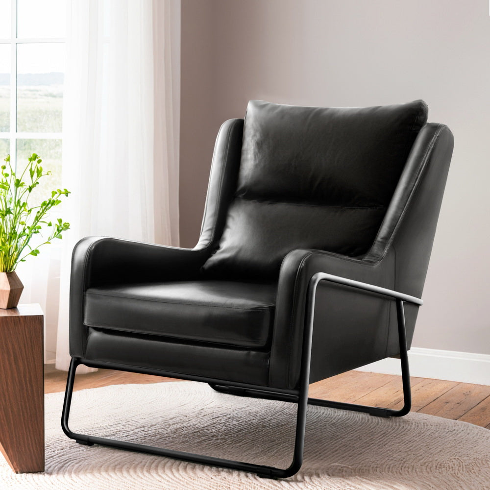 Artiss Armchair Accent Chair PU Leather Wingback Black Artiss