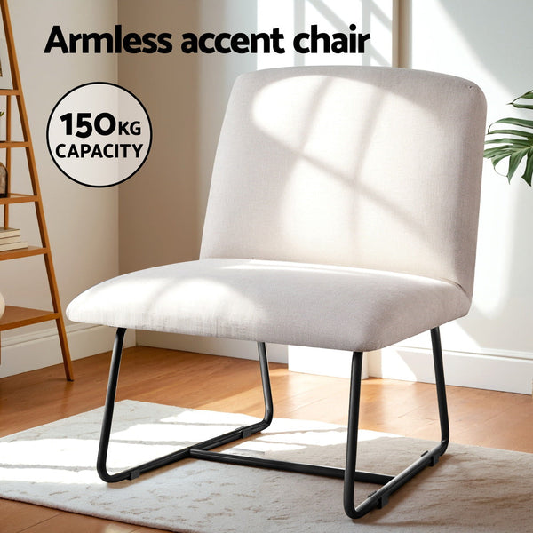Artiss Accent Chair Armless Armchair Sled Cross Leg Beige Artiss