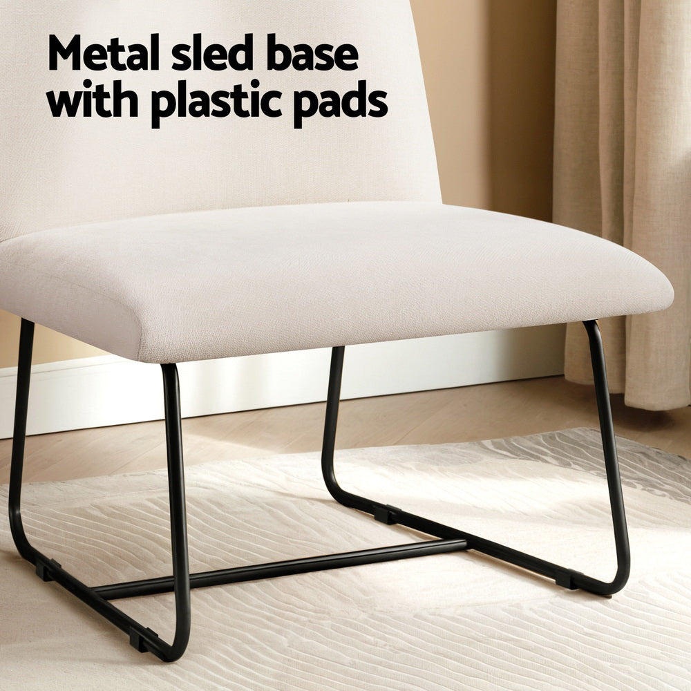 Artiss Accent Chair Armless Armchair Sled Cross Leg Beige Artiss