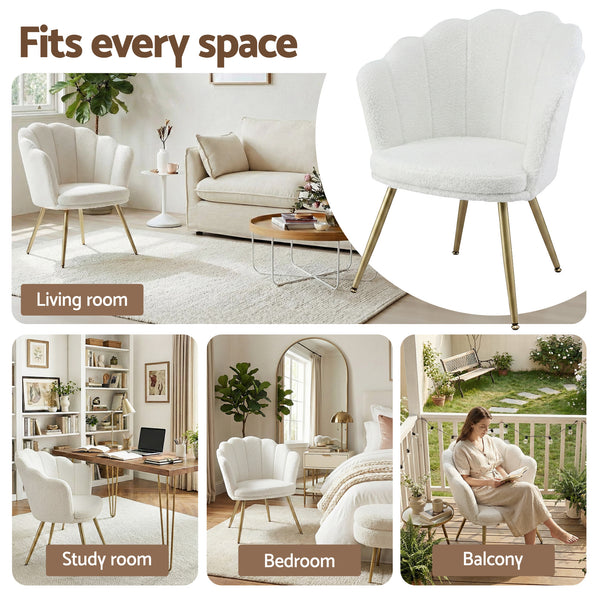 Artiss Armchair Teddy Fleece White Callista Awezingly