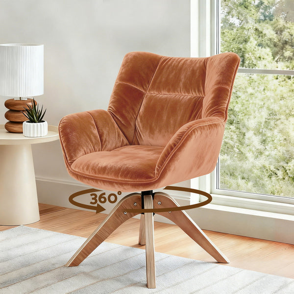 Artiss Swivel Chair Armchair Nursing Velvet Brown Artiss