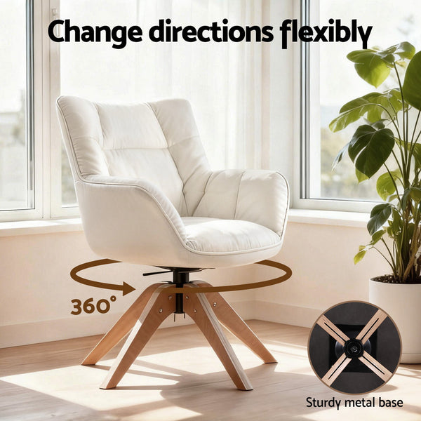 Artiss Swivel Chair Armchair Nursing Velvet White Artiss