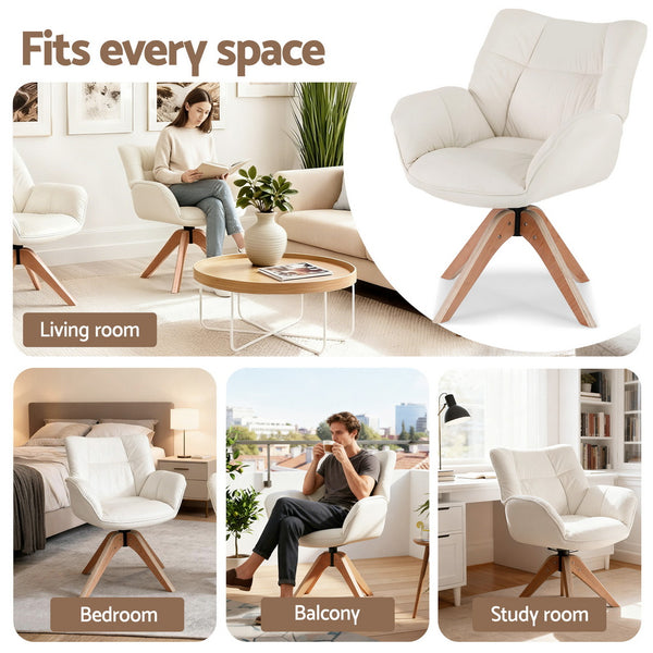 Artiss Swivel Chair Armchair Nursing Velvet White Artiss