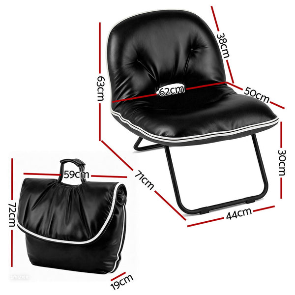 Artiss Foldable Chair 2-In-1 Armchair Lounge Chair Portable Black Artiss